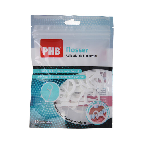 PHB Aplicador de hilo dental, especial para dientes anteriores PHB Flosser 30 uds.