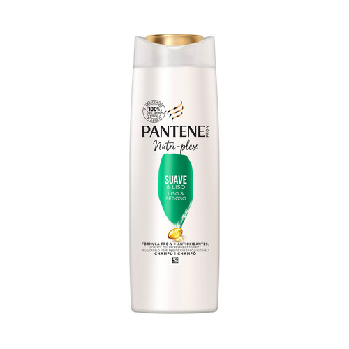 PANTENE Nutri-plex suave & liso Champú con antioxidantes, para cabellos encrespados y rebeldes 225 ml.