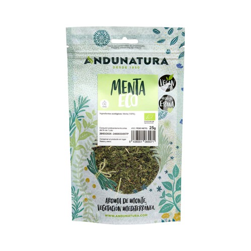 ANDUNATURA Hierbas para infusión de menta ecológica 25 g.