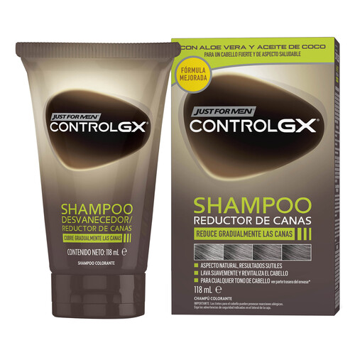 JUST FOR MEN Control gx Champú colorante, reductor de canas 118 ml.
