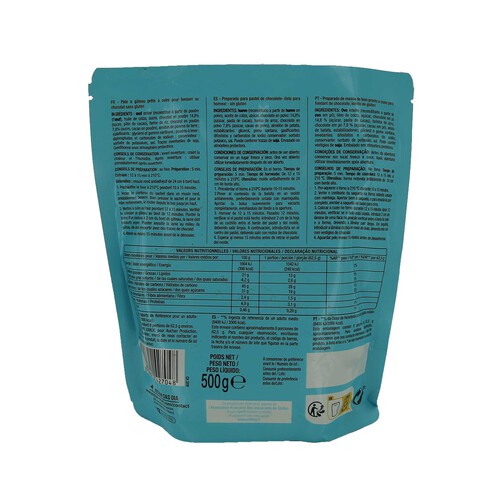 PRODUCTO ALCAMPO Preparado para pastel de chocolate sin gluten, listo para hornear 500 g.