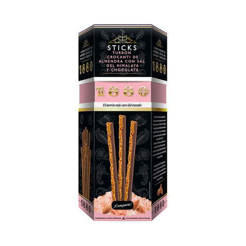 1880 Sticks turrón crocanti de almendra con sal de Himaya y chocolate 150 g.