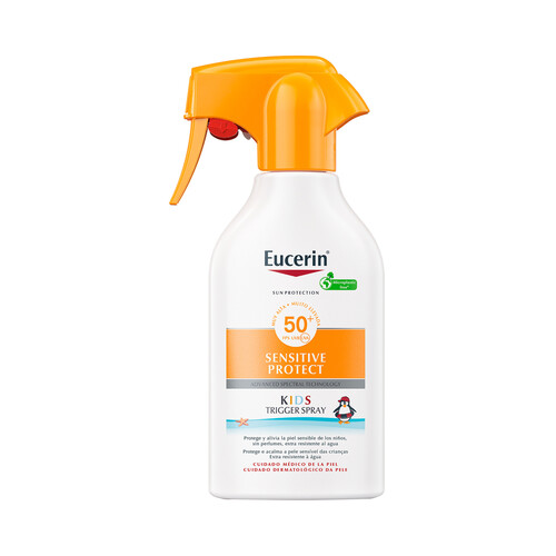 EUCERIN Protector solar infantil en spray con factor de protección 50+ (muy alto) EUCERIN Sensitive protect 250 ml.