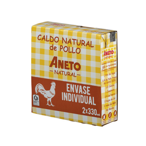ANETO Caldo de pollo natural ANETO 2 x 330 ml.