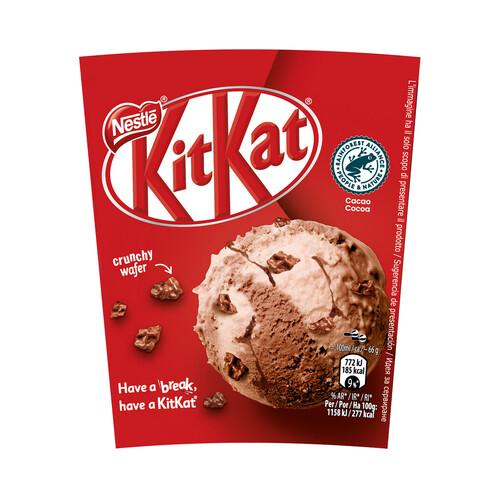 KIT KAT Tarrina de helado de chocolate y galletas con trozos de galletas recubiertas de chocolate con leche 480 ml.