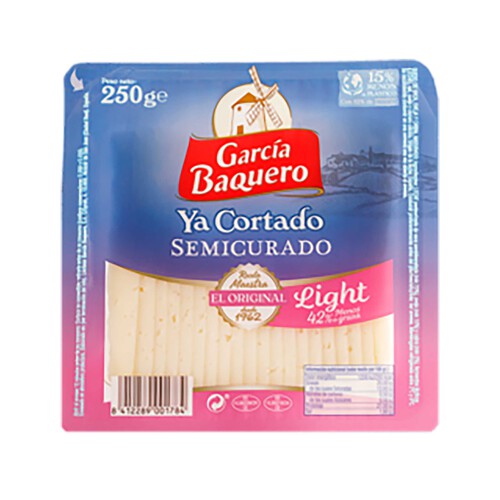 GARCÍA BAQUERO Queso mezcla semicurado lightde vaca, cabra y oveja cortado GARCÍA BAQUERO 250 g.