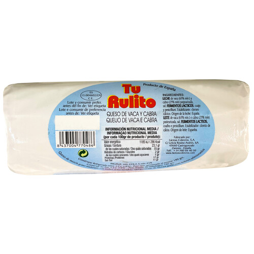 TU RULITO Queso de vaca y cabra 180 g.