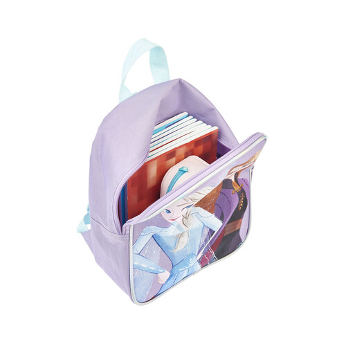 Mochila infantil, FROZEN, varios compartimentos, color morado, ALCAMPO.