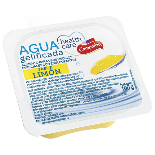 CAMPOFRÍO Healthcare Agua gelificada sabor limón 100 g.