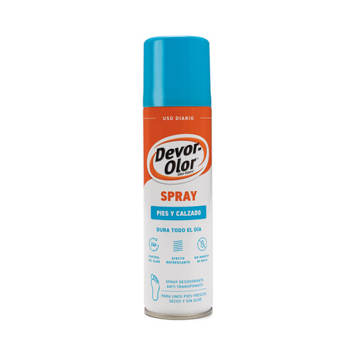DEVOR OLOR Desodorante en spray para pies y calzado con efecto refrescante y anti-transpirante 150 ml.