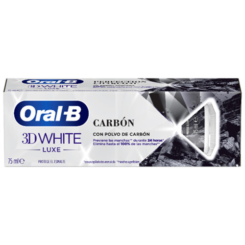 ORAL-B Pasta de dientes blanqueante y protectora del esmalte, con polvo de carbón ORAL-B 3D White luxe 75 ml.