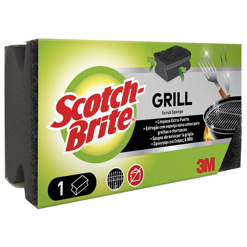 SCOTCH-BRITE Grill Estropajo de fibra con esponja, para una limipieza extra-fuerte.