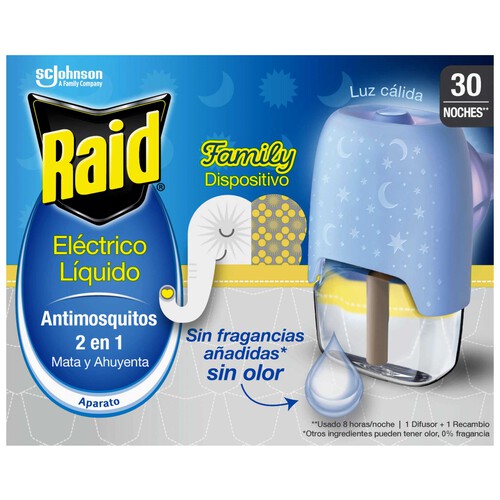 RAID Antimosquitos enchufable sin olor con recambio RAID 30 noches.