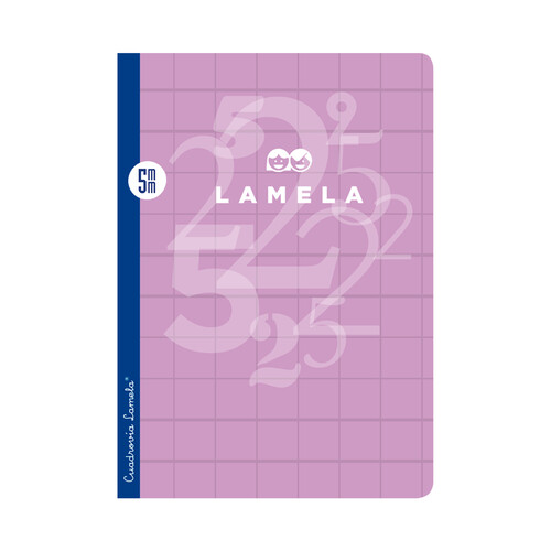 Cuaderno de grapa tamaño cuarto. 50 hojas. Cuadrovía de 5 mm., 8 colores surtidos. EDITORIAL LAMELA.