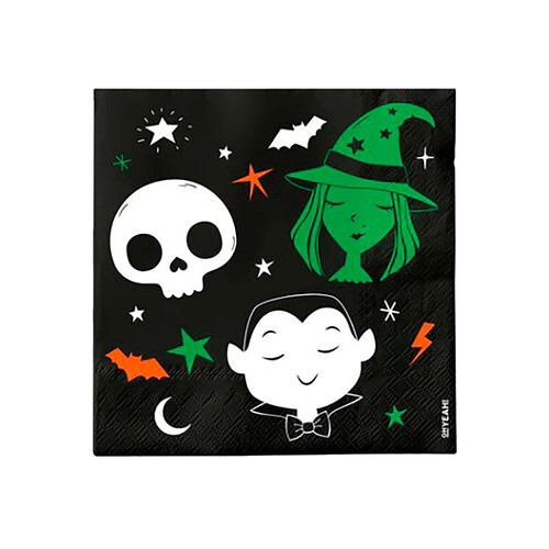 30 Servilletas doble capa, trato o truco Halloween, 33x33cm, OH YEAH.