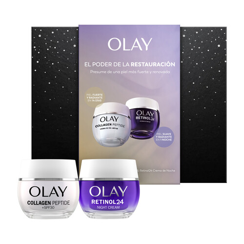 OLAY Crema facial de día (50 ml) y crema hidratante de noche (50 ml).