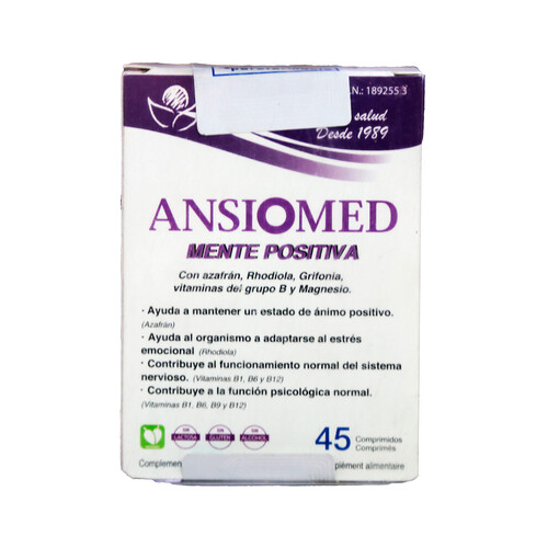 ANSIOMED Mente positiva Complemento alimenticio para un estado de ánimo positivo 45 comprimidos.