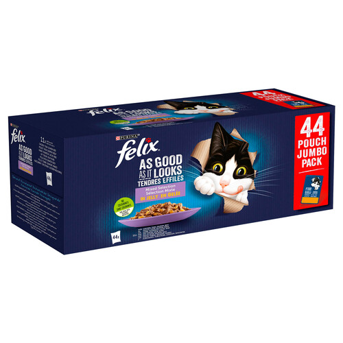 PURINA Felix Alimentación para gato húmeda en bolsa 44 uds 85 g.