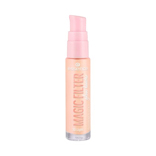 ESSENCE Magic filter tono 10 Light Base de maquillaje líquida con cobertura ligera y brillo natural.