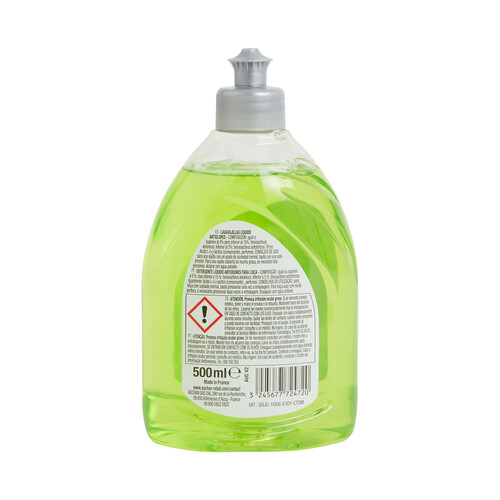 PRODUCTO ALCAMPO Detergente lavavajillas líquido anti olores con bicarbonato perfume a lima 500 ml.