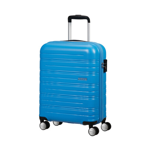 Maleta de cabina tipo trolley de 55cm, 8 ruedas, color azul, AMERICAN TOURISTER.