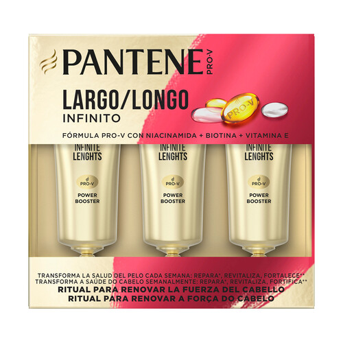 PANTENE Tratamiento intensvo en ampollas para reparar, revitalizar y fortalecer el cabello PANTENE Largo infinito 3 x 15 ml.