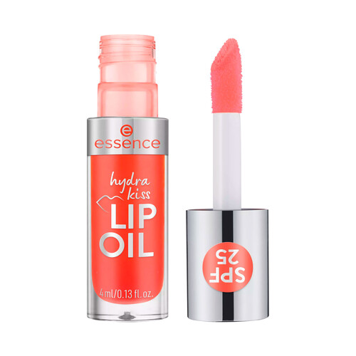 ESSENCE Hydra kiss tono 04 Pocketful of sunshine Aceite de labios con FPS 25 y acabado naranja.