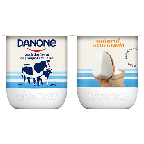 DANONE Yogur natural azucarado elaborado con leche fresca 4 x 120 g.