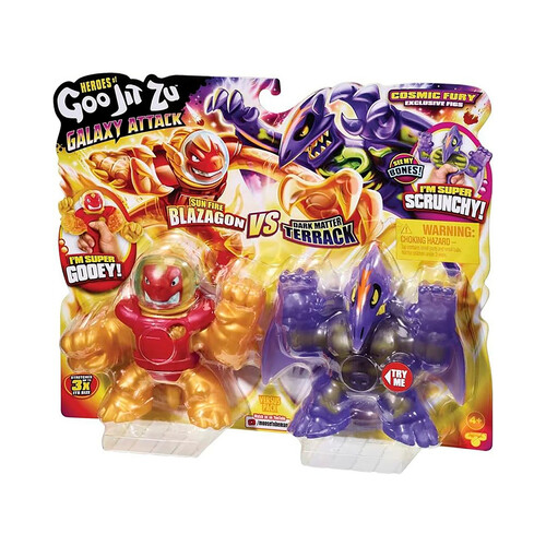 Figuras de Acción Heroes of Goo Jit Zu Galaxy Attack, 2 Pack, Blazagon Vs Dark Matter Terrack.