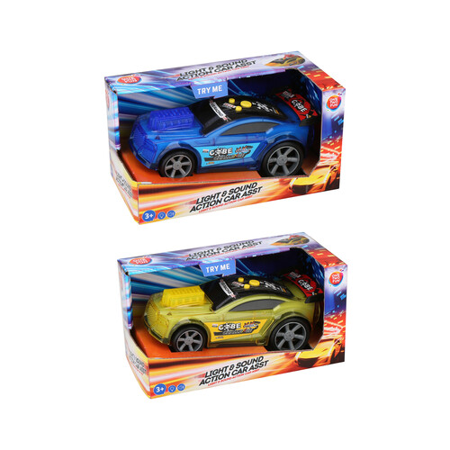 Coche de juguete 24 cm con luces y sonido, ONE TWO FUN.