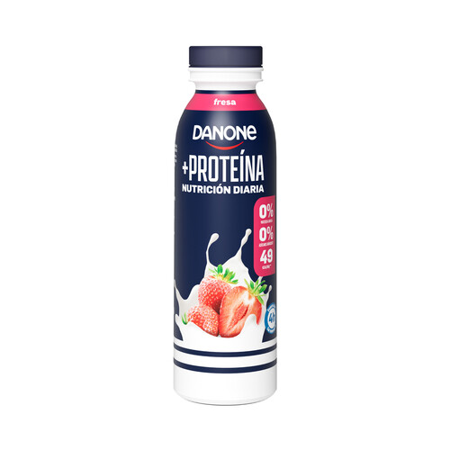 DANONE + Proteína Leche fermentada desnatada con fresa y edulcorantes, rica en proteinas 265 ml.