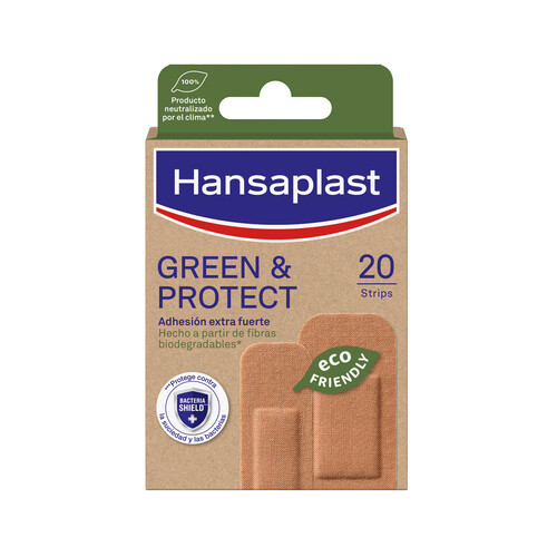 HANSAPLAST Apósitos adhesivos extra fuertes, hecho a partir de fibras biodegradables HANSAPLAST Green & protect 20 uds.