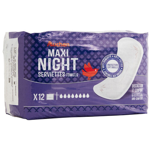 PRODUCTO ALCAMPO Compresa de incontinencia maxi-noche para mujeres, con pérdidas severas 12 uds.