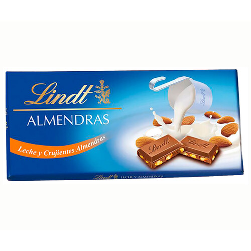 LINDT Chocolate con leche y almendras 100 g.