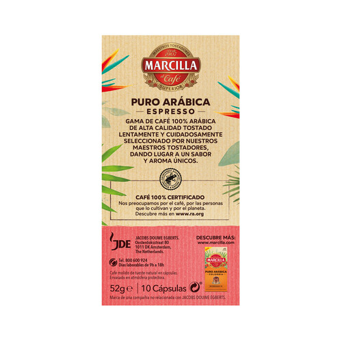 MARCILLA Espresso, Café en cápsulas intensidad 9, 10 uds. 
