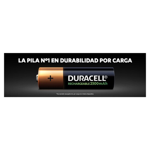 Pack de 4 pilas recargables AA, Ni-MH, HR06, DURACELL, 2.500 mAh