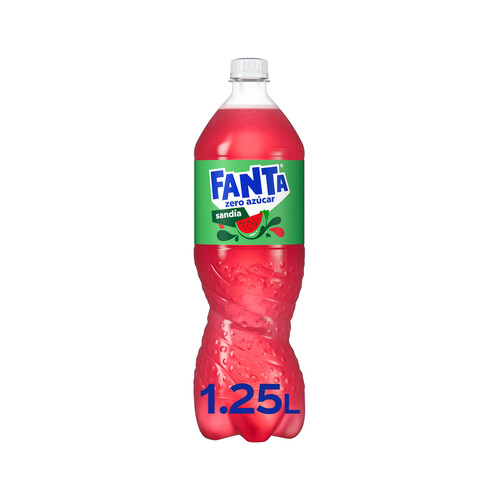 FANTA Zero azúcar Bebida refrescante sabor sandia, sin azúcares añadidos, 1,25 l