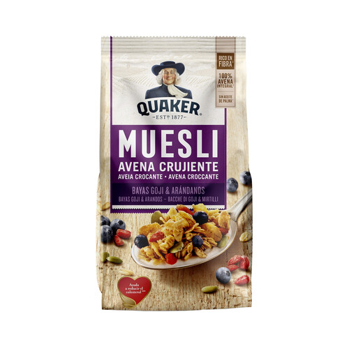 QUAKER Muesli crujiente bayas Goji/arándanos 350 g.