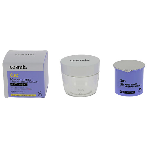 COSMIA Q10 Recarga de crema facial de noche antiarrugas, para todo tipo de pieles 50 ml.