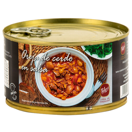 POLGRI Oreja de cerdo en salsa en conserva, 425 g.