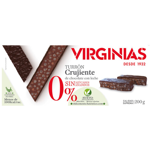 VIRGINIAS Turrón crujiente de chocolate con leche 200 g.