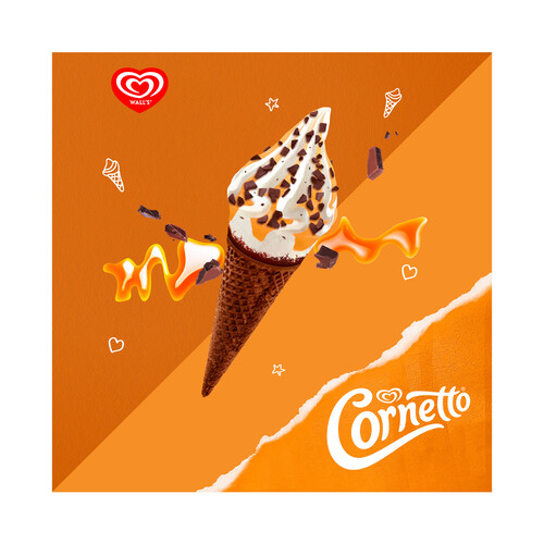 CORNETTO Soft de Frigo Conos de helado de vainilla, stracciatella y caramelo 4 x 140 ml.