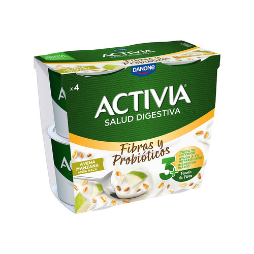 ACTIVIA de Danone Bífidus con avena, nueces y manzana 4 x 115 g.