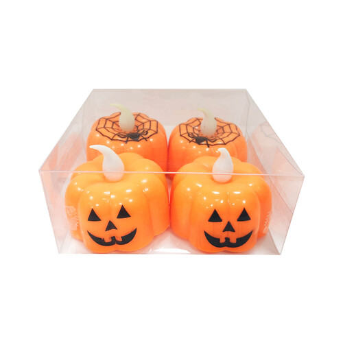 Set de 4 velas led, con forma de calabaza, ACTUEL.