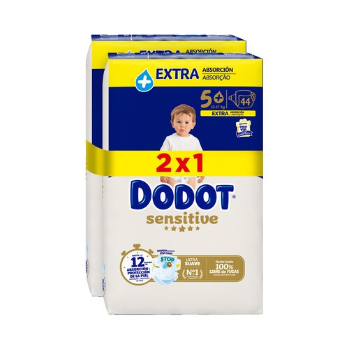 DODOT Sensitive Pañales talla 5+ (12-17 kg) 2 x 44 uds.