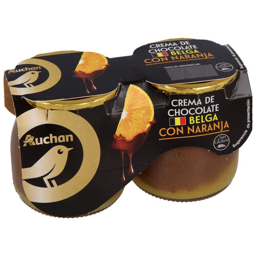 ALCAMPO GOURMET Crema de chocolate belga con naranja, elaborada sin gluten ALCAMPO GOURMET 2 x 125 g.