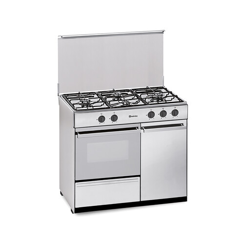 Cocina de gas (butano) independiente MEIRELES G-2940VX INOX, horno a gas, 4 zonas cocción, A: 82cm, H: 88cm, F: 54,5cm.