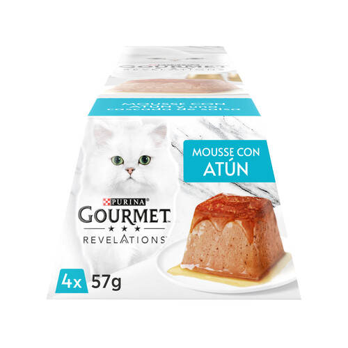 PURINA GOURMET Alimento gatos húmedo, mousse con atún PURINA GOURMET 4 uds. x 57 g.