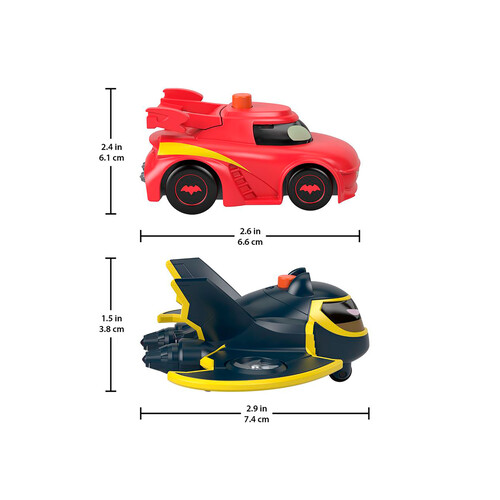 FISHER PRICE Set 2 coches DC Batwheels: Redbird y Batwing con luces y sonidos.