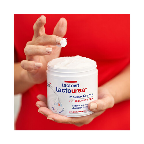 LACTOVIT Lactourea Crema textura mousse reparadora, para piel seca y muy seca 400 ml.